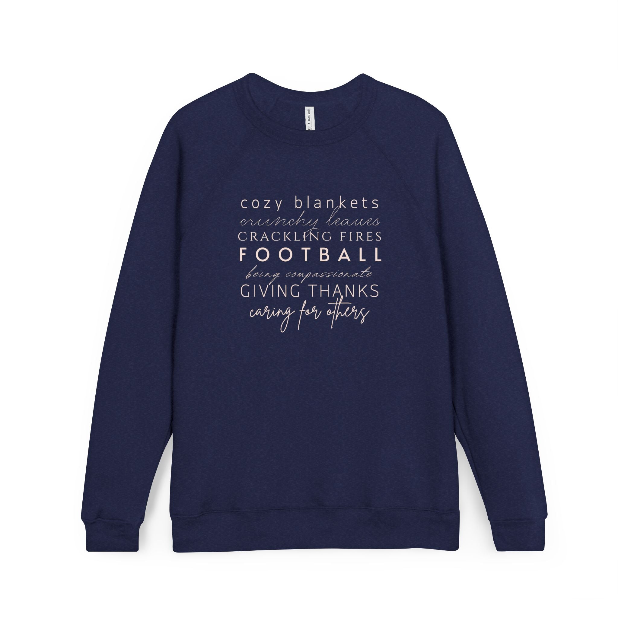 Cozy Fall Sweatshirt, Unisex Fleece Raglan, Football Season Gift, Thanksgiving Apparel, Warm Layer for Gatherings