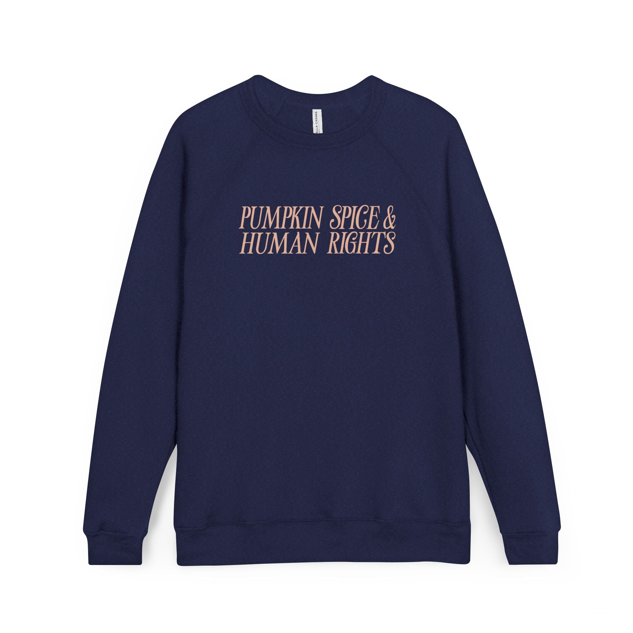 Pumpkin Spice & Human Rights Sweatshirt, Cozy Fall Apparel, Unisex Raglan, Gifts for Activists, Autumn Fashion