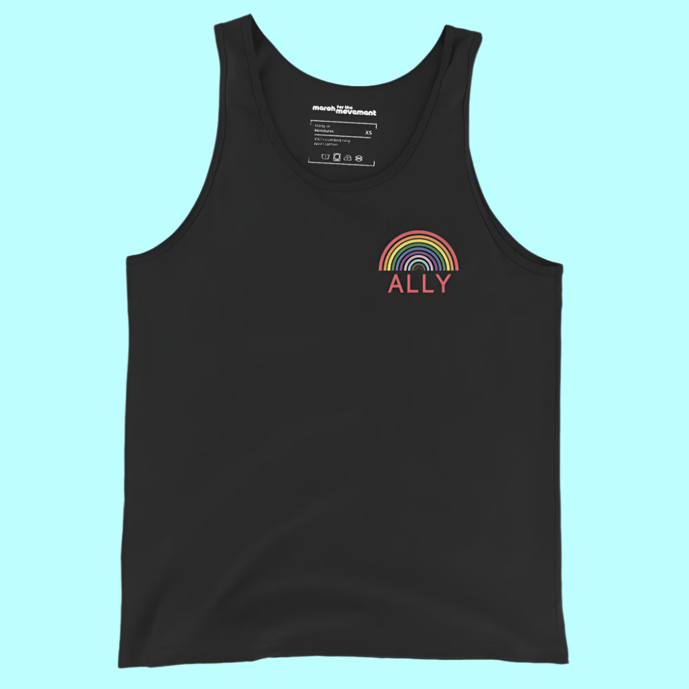 Photo of Black Tank Top with Ally Rainbow Design