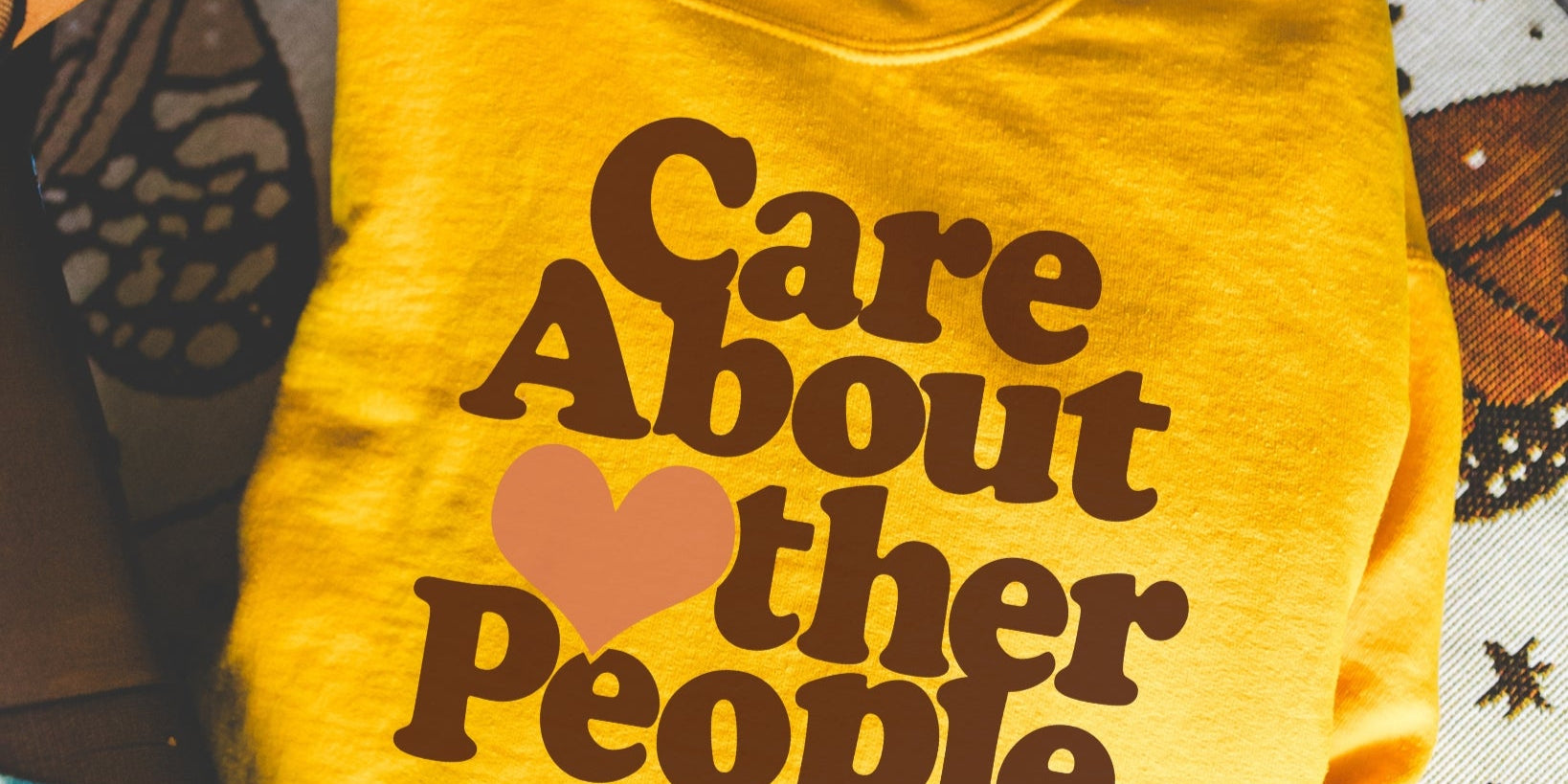 Care about other people sweatshirt in gold