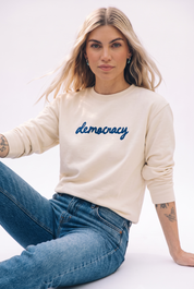 Democracy Embroidered Premium Crewneck Sweatshirt