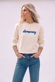 Democracy Embroidered Premium Crewneck Sweatshirt