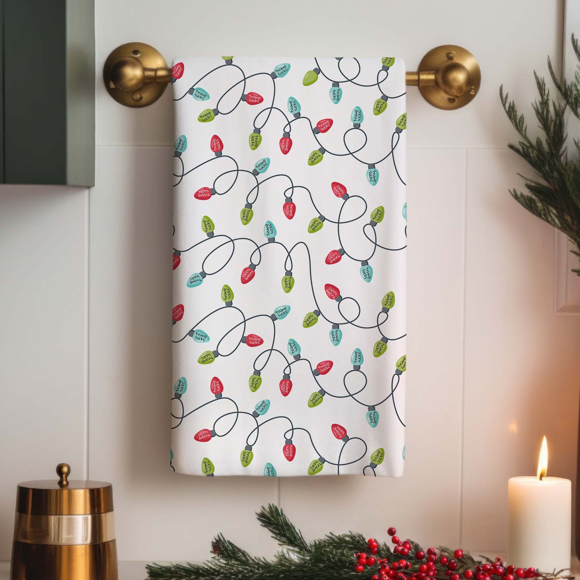 Christmas Lights Trump Sucks Hand towel