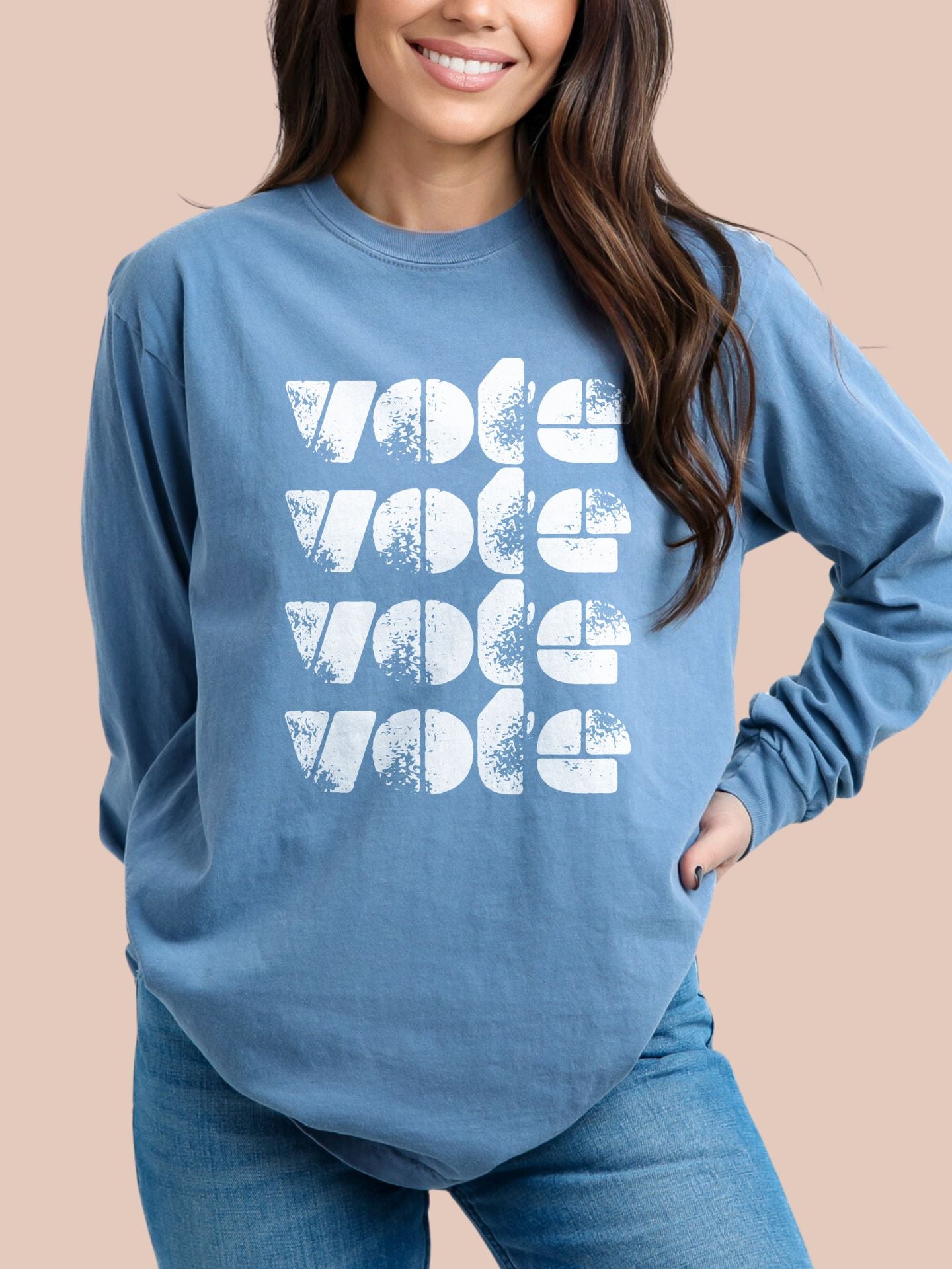 Vote Vintage-Inspired Long-Sleeved T-Shirt | Garment-dyed heavyweight long-sleeve shirt