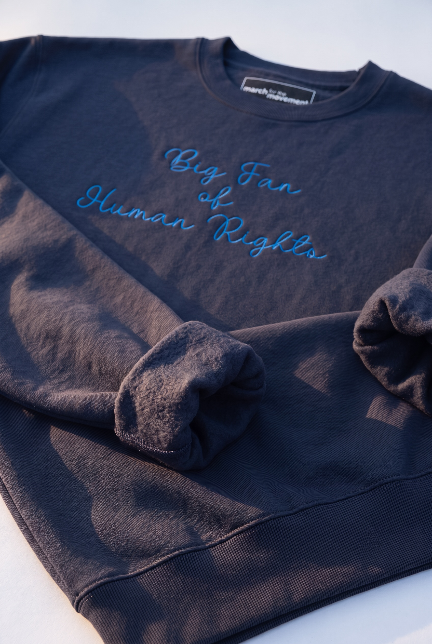 Big Fan of Human Rights Premium Embroidered Crew Neck Sweatshirt