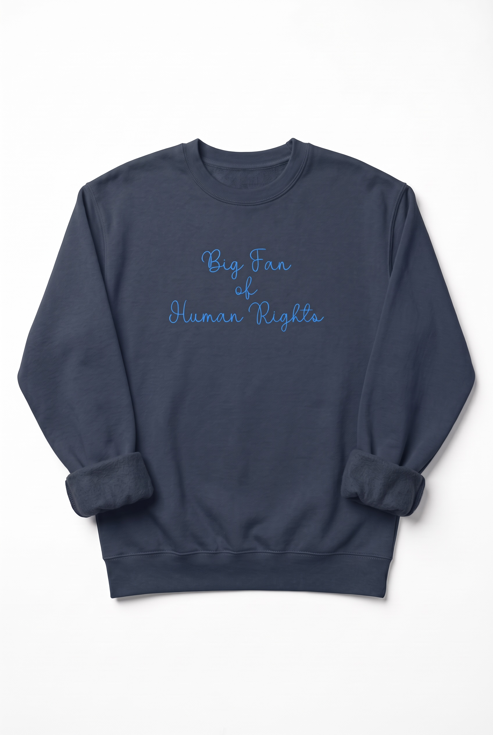Big Fan of Human Rights Premium Embroidered Crew Neck Sweatshirt