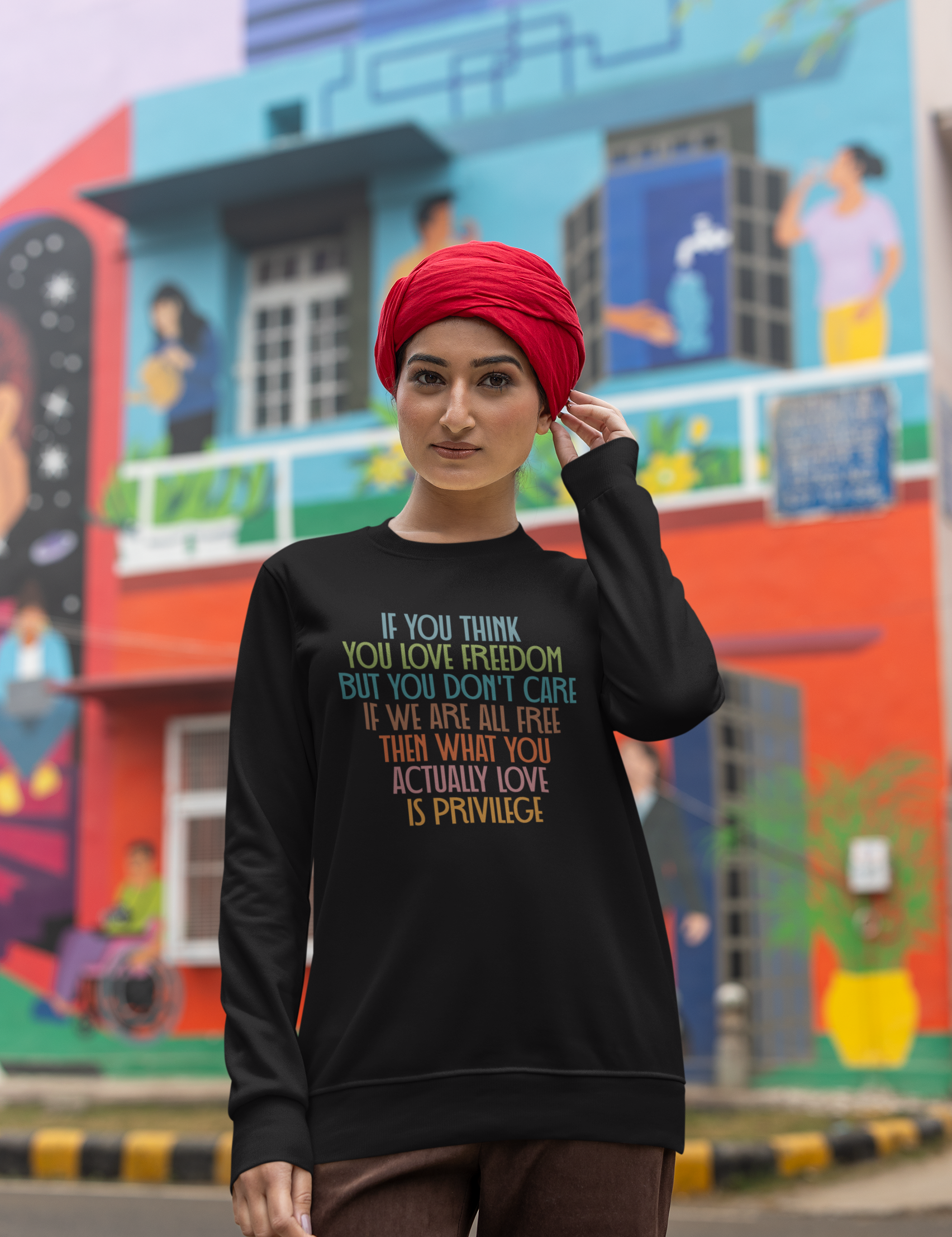 crewneck-sweatshirt-mockup-of-a-woman-with-a-turban-on-her-head-posing-on-a-street-m38647.png