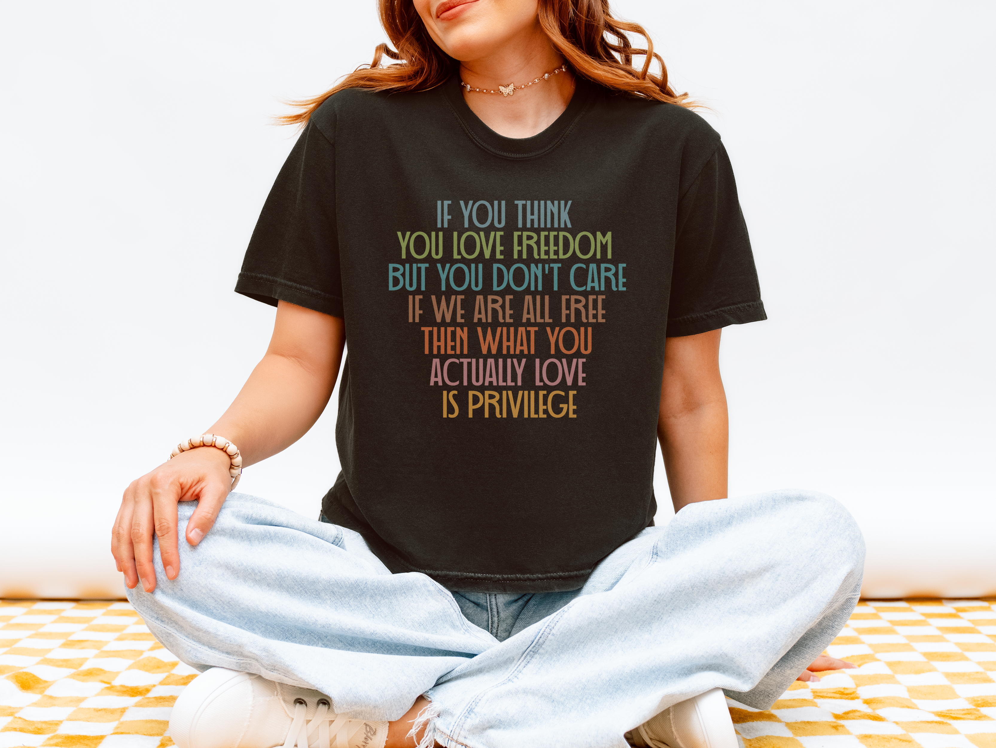 If You Love Freedom But Don't Care If We're All Free, What You Love Is Privilege — Women's Heavyweight Boxy Crop Tee
