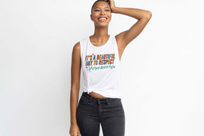 It's a Beautiful Day to Respect Pronouns Women's Muscle Tank