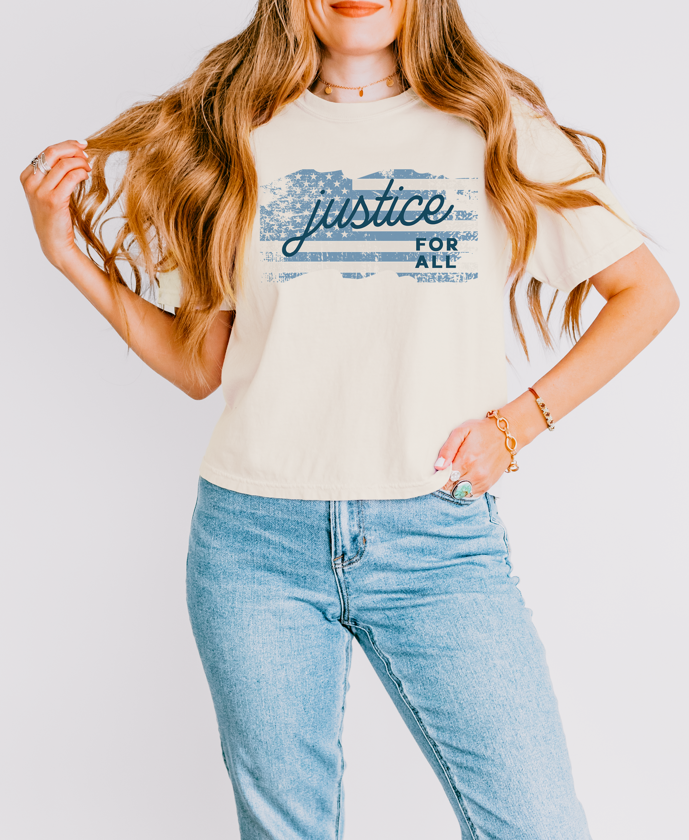 Justice for All Women’s Heavyweight Boxy Crop Tee