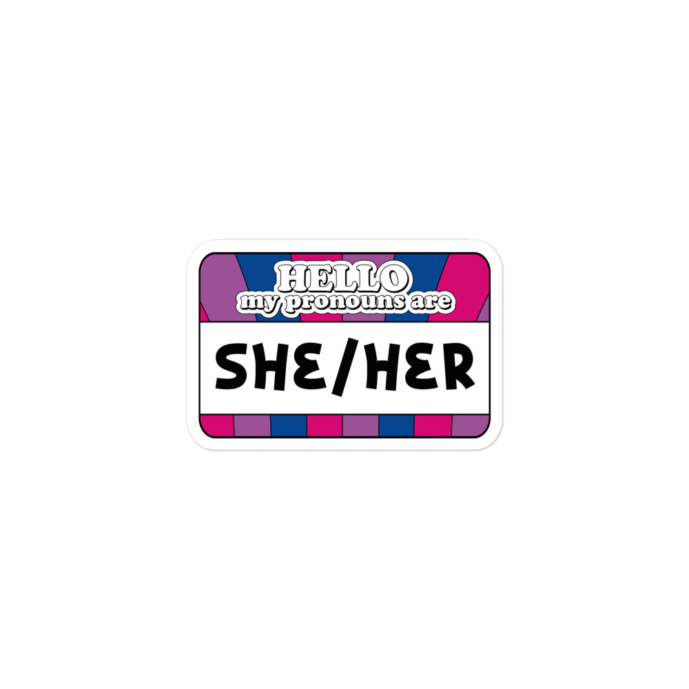She/Her Pronouns Bi Pride Sticker