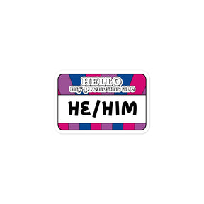 He/Him Pronouns Bi Pride Sticker