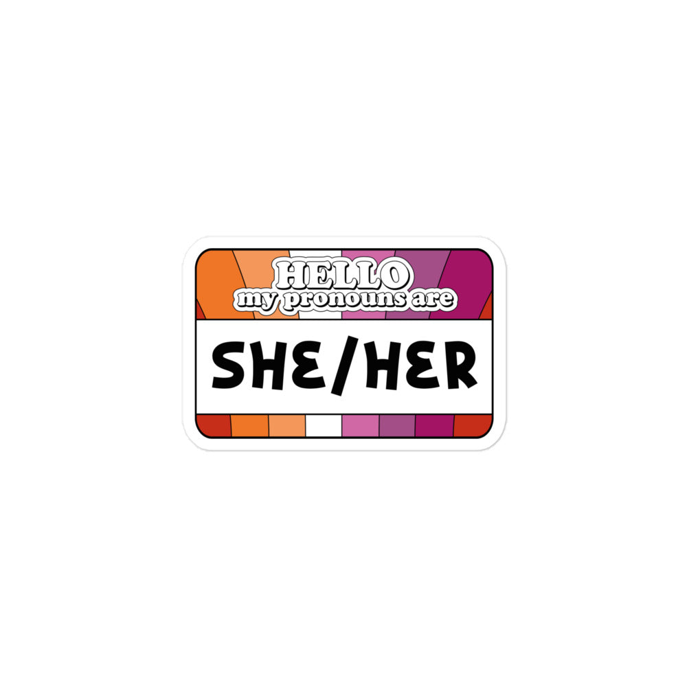 She/Her Pronouns Lesbian Pride Sticker