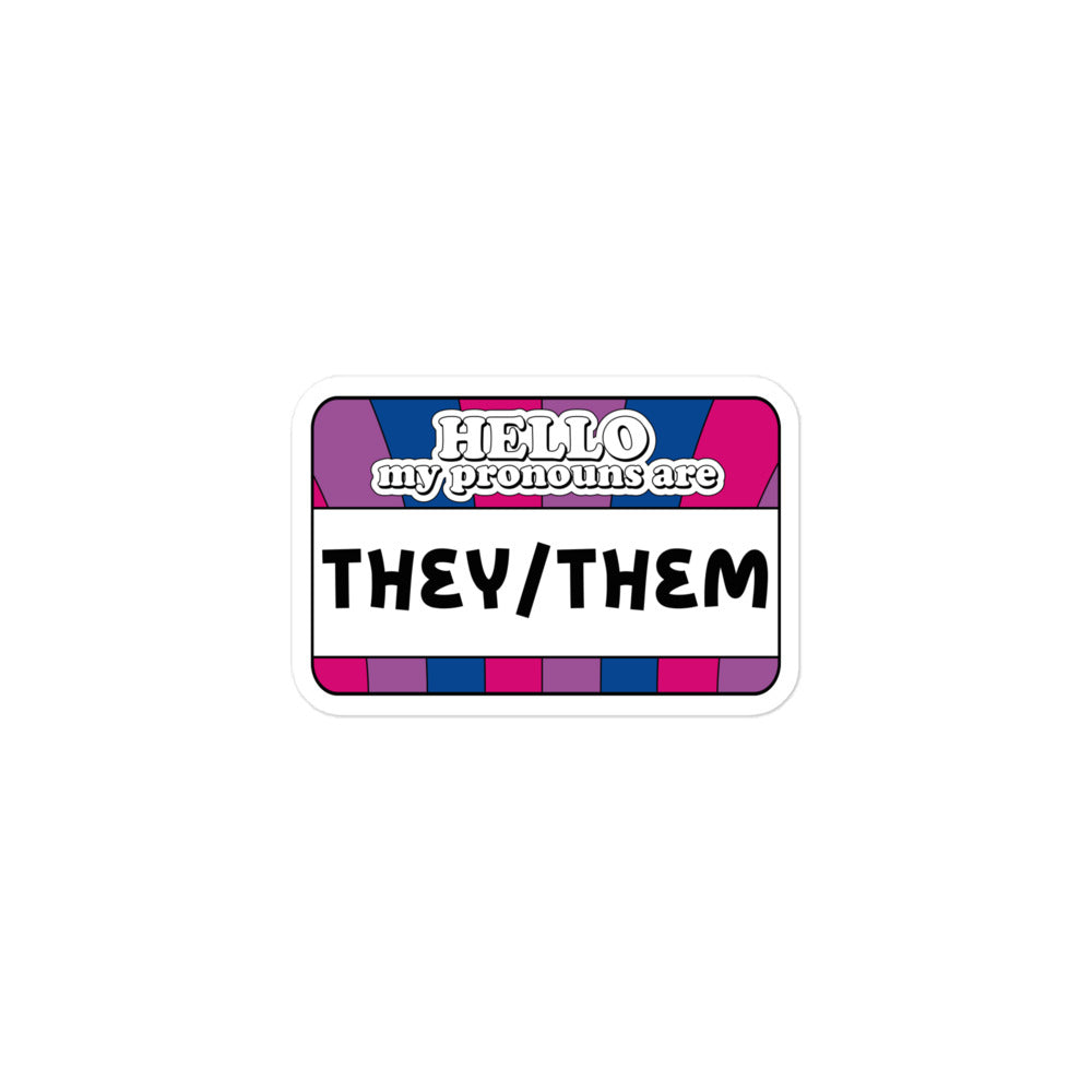 They/Them Pronouns Bi Pride Sticker