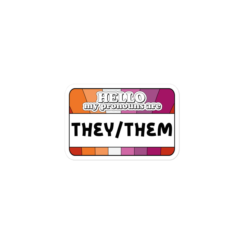 They/Them Pronouns Lesbian Pride Sticker