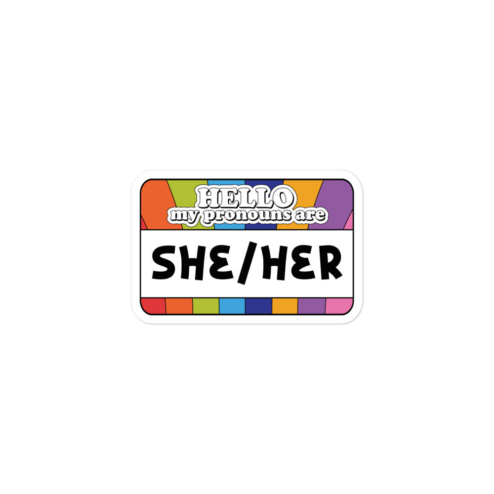 She Her Pronouns Pride Sticker
