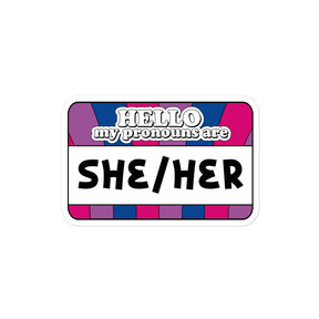 She/Her Pronouns Bi Pride Sticker