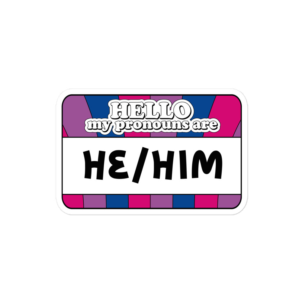 He/Him Pronouns Bi Pride Sticker