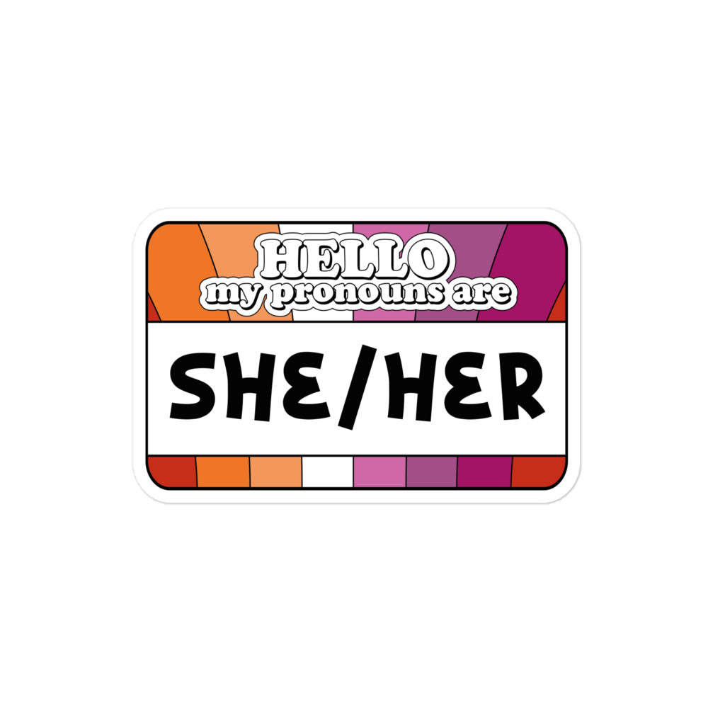 She/Her Pronouns Lesbian Pride Sticker