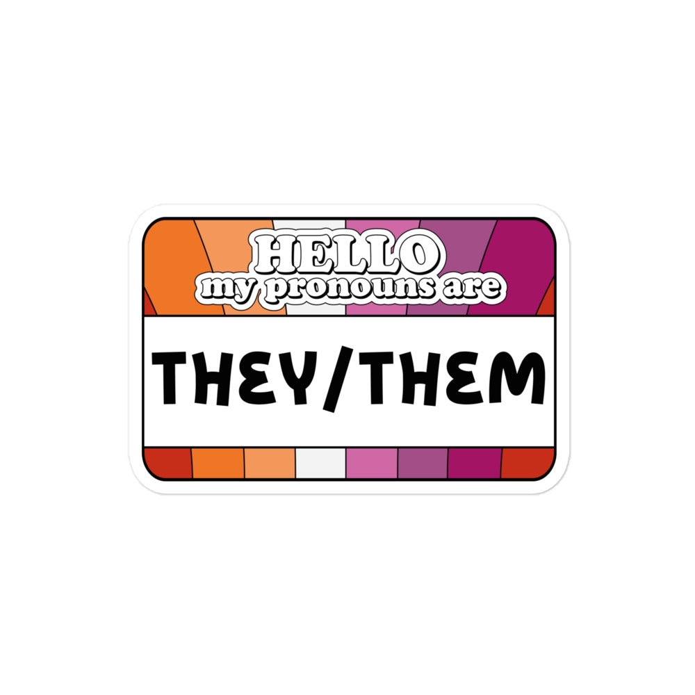 They/Them Pronouns Lesbian Pride Sticker