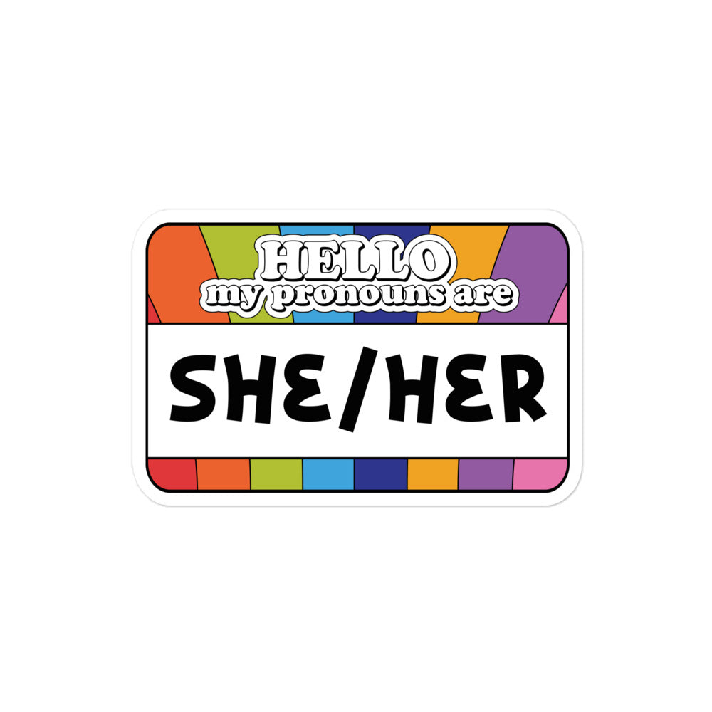 She Her Pronouns Pride Sticker