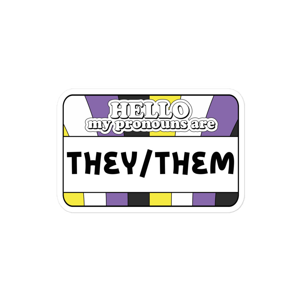 They/Them Pronouns Non Binary Pride Sticker