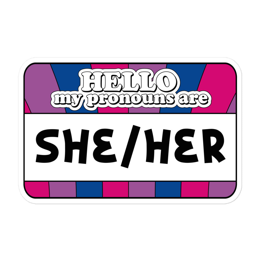 She/Her Pronouns Bi Pride Sticker