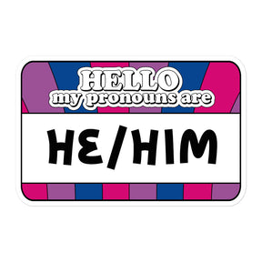 He/Him Pronouns Bi Pride Sticker