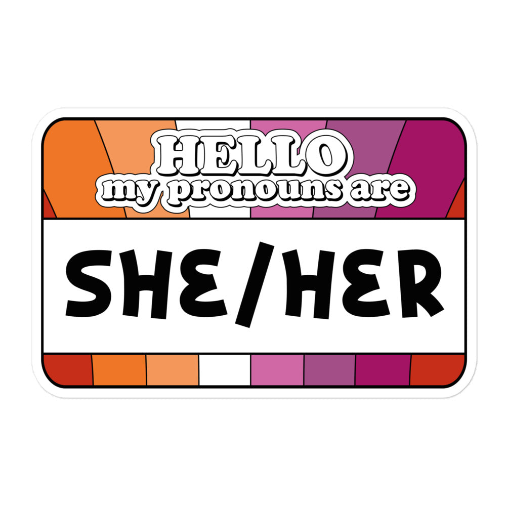 She/Her Pronouns Lesbian Pride Sticker