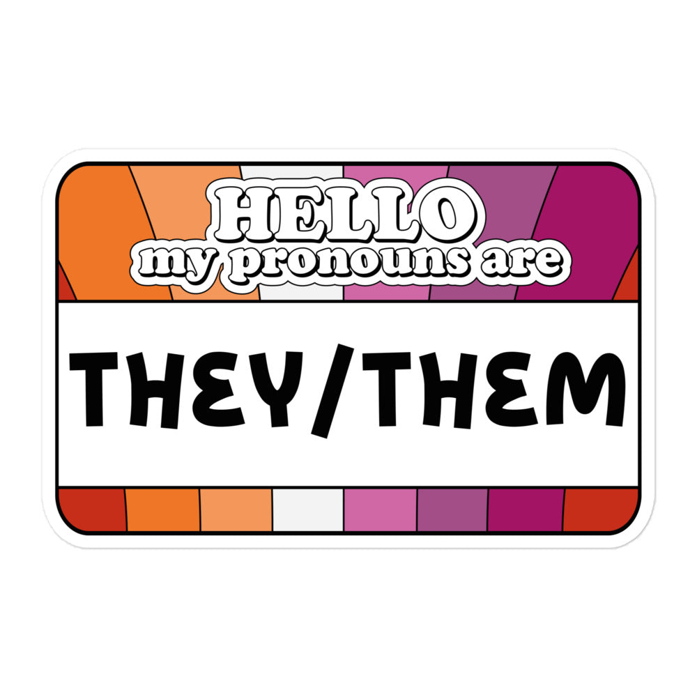 They/Them Pronouns Lesbian Pride Sticker