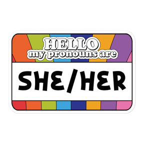 She Her Pronouns Pride Sticker