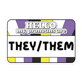 They/Them Pronouns Non Binary Pride Sticker