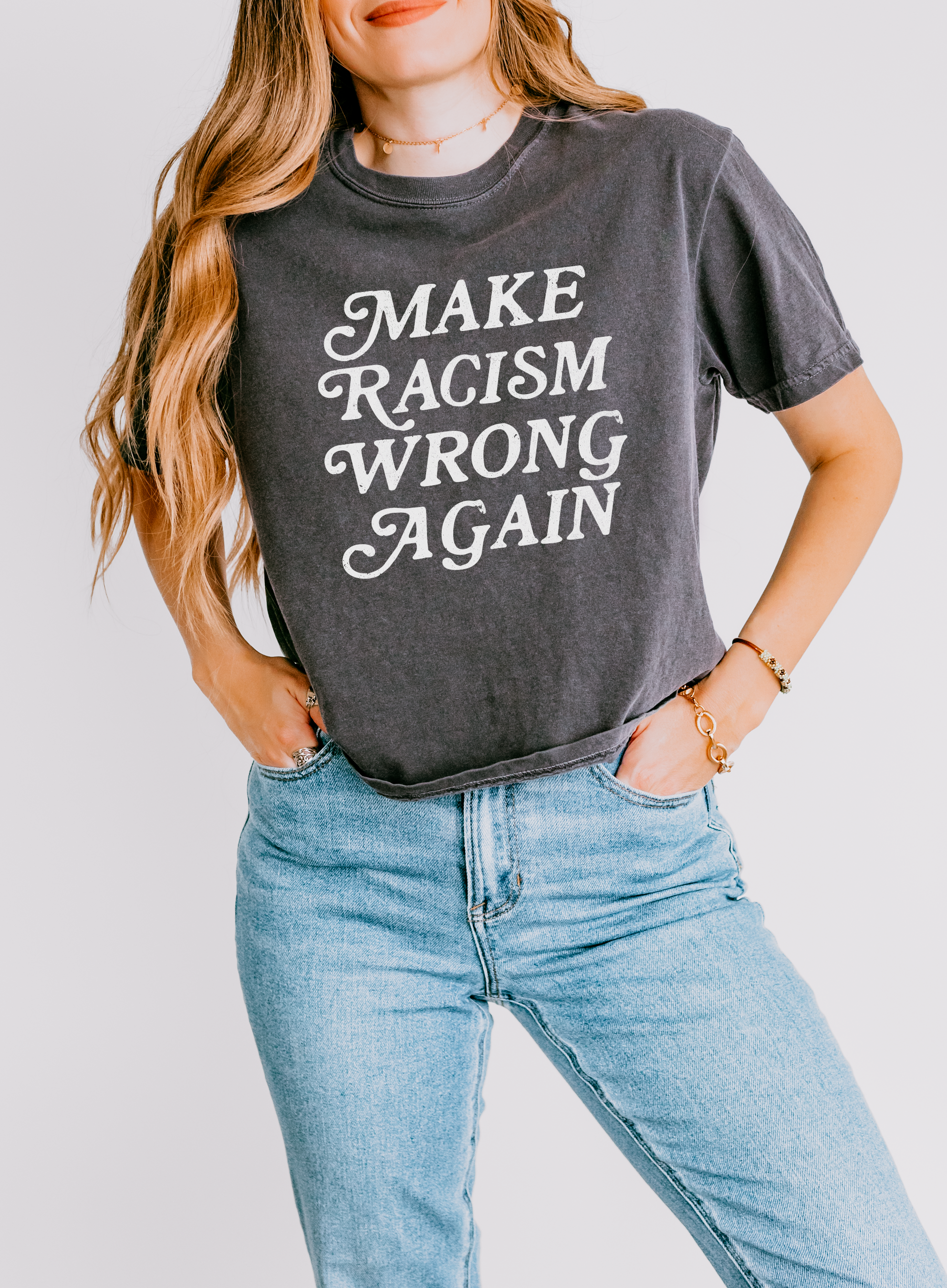 Make Racism Wrong Again Women’s Heavyweight Boxy Crop Tee