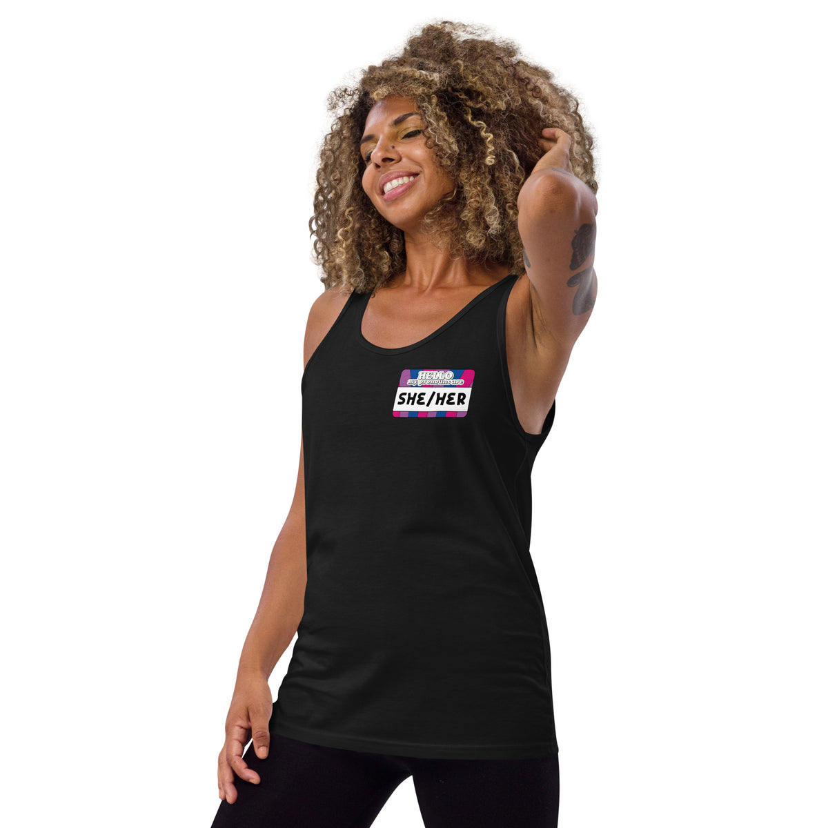 She/Her Pronouns Bi Pride Unisex Tank Top