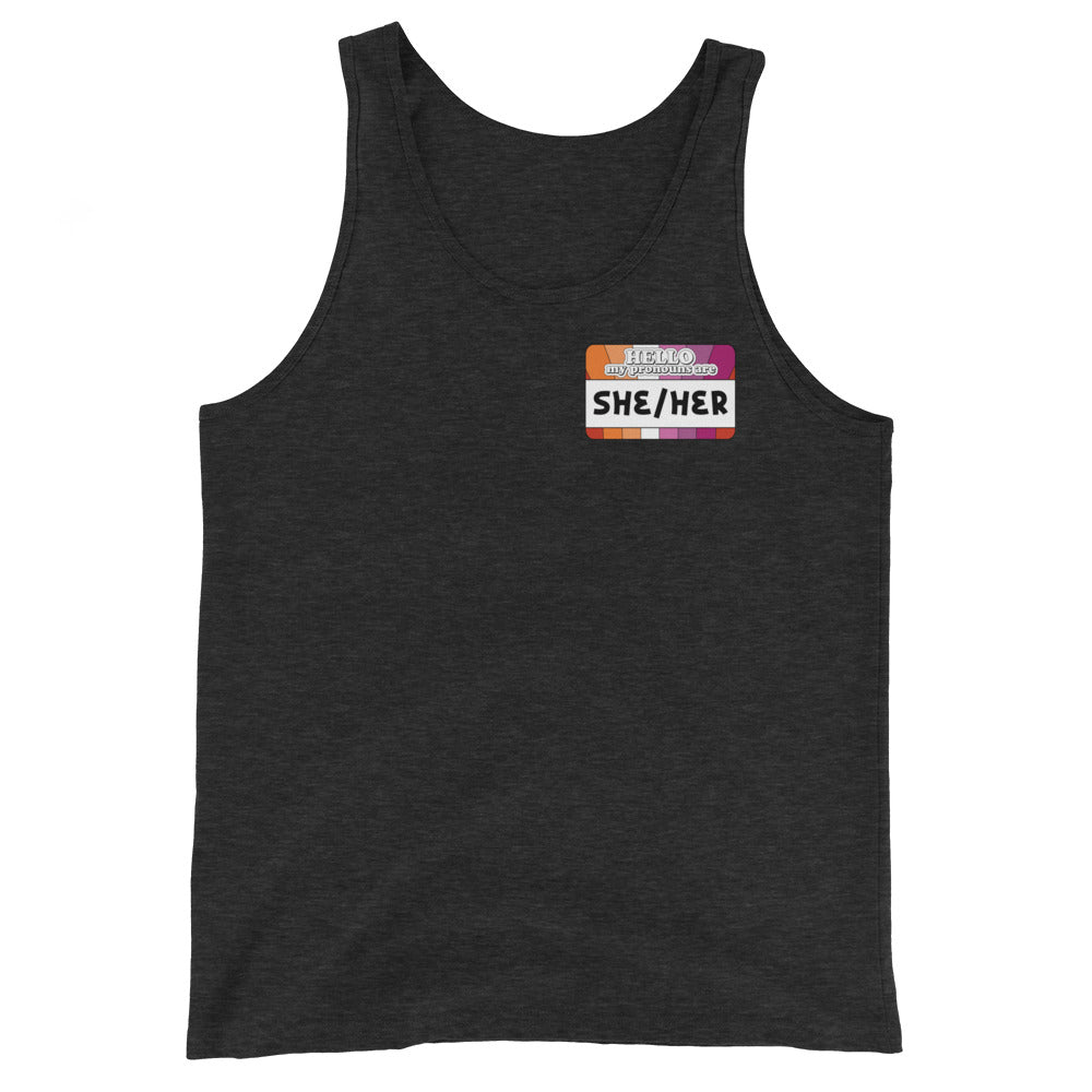 She/Her Pronouns Lesbian Pride Unisex Tank Top