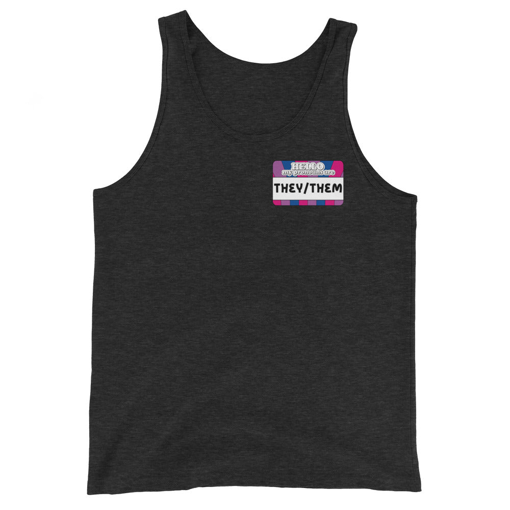 They/Them Pronouns Bi Pride Unisex Tank Top