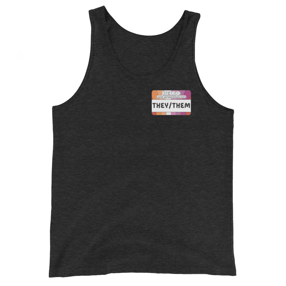 They/Them Pronouns Lesbian Pride Unisex Tank Top