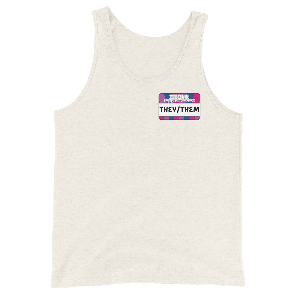 They/Them Pronouns Bi Pride Unisex Tank Top