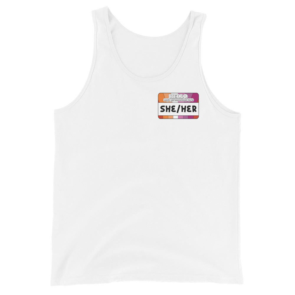 She/Her Pronouns Lesbian Pride Unisex Tank Top