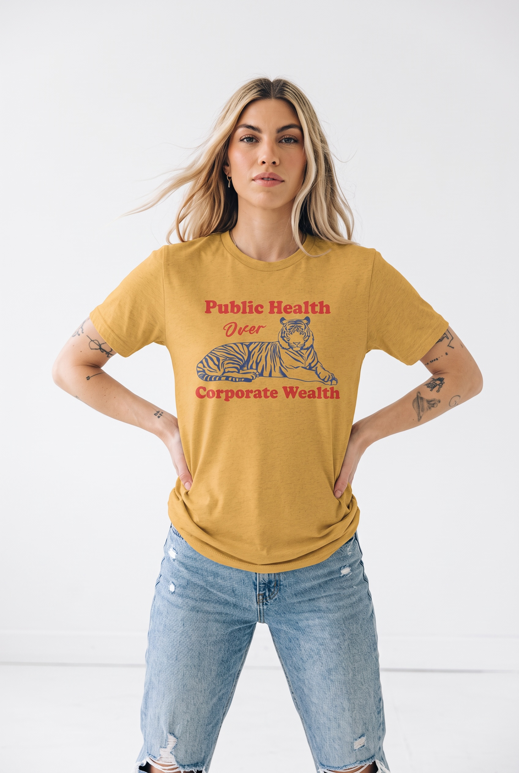 Public Health Over Corporate Wealth Triblend T-shirt