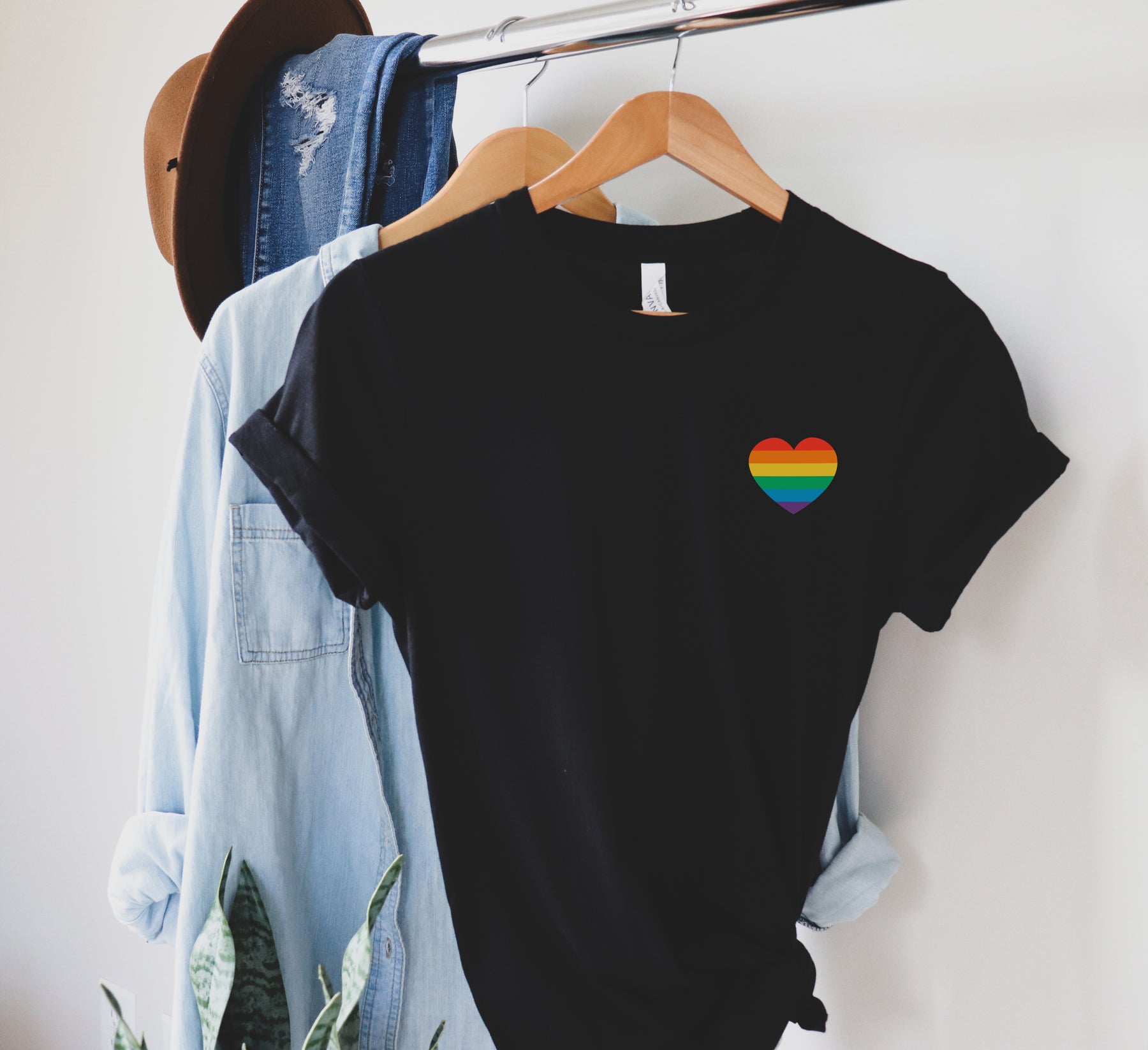 Rainbow Heart Pocket T-Shirt