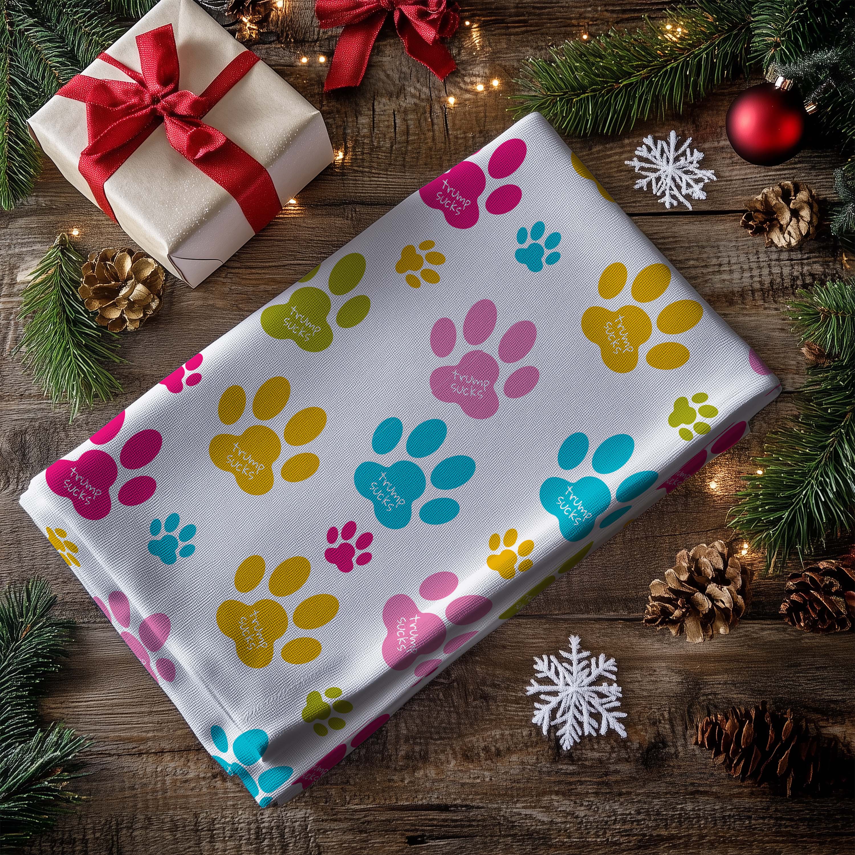 Trump Sucks Dog Paw Prints Hand towel