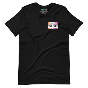 She/Her Pronouns Lesbian Pride T-Shirt
