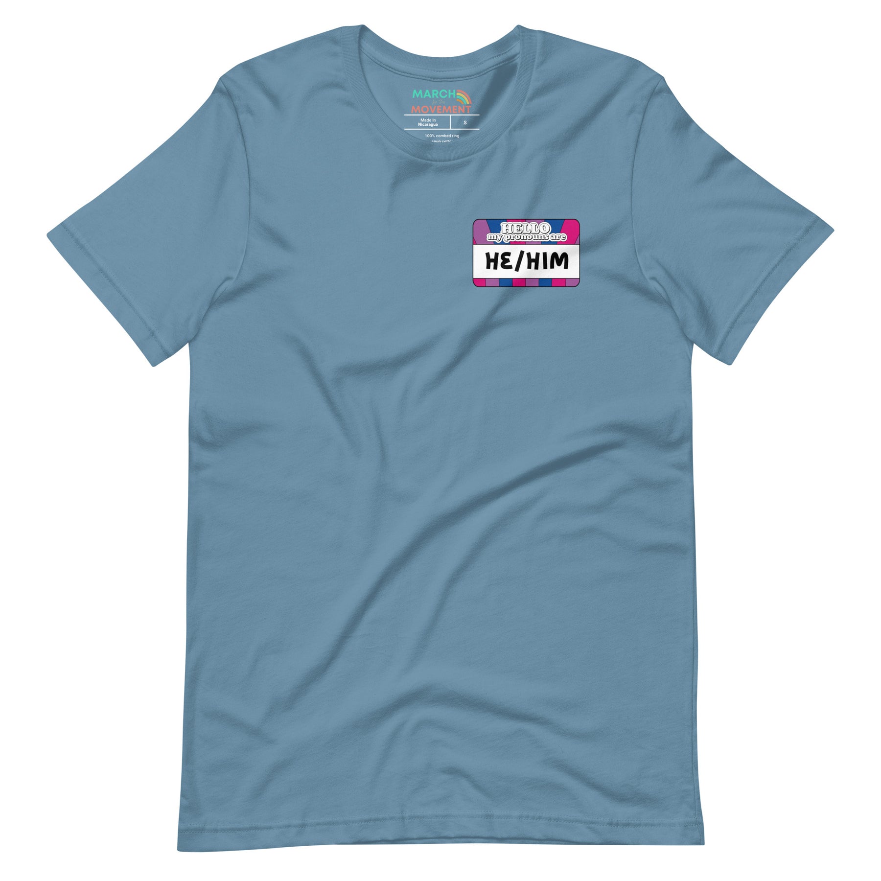 He/Him Pronouns Bi Pride T-Shirt