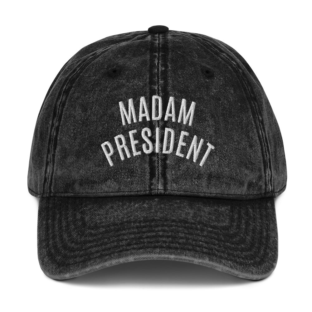 Madam President Vintage Faded Cotton Twill Cap