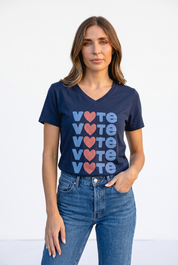 Vote (with heart) Relaxed V-neck T-shirt