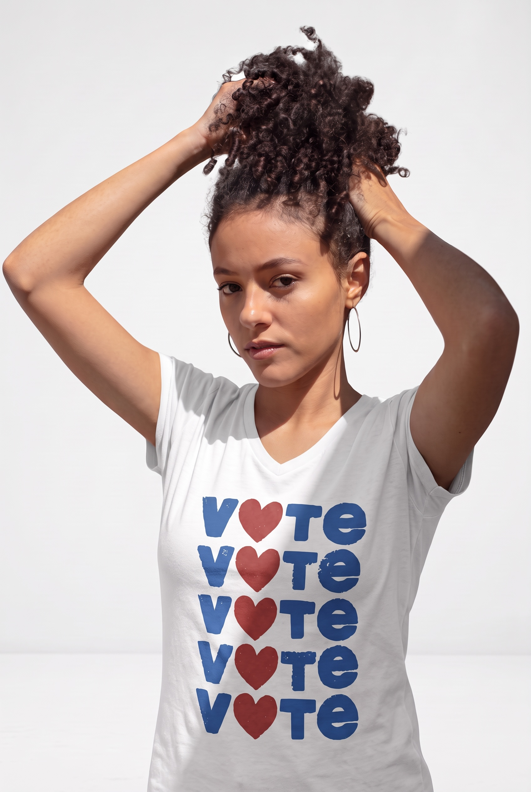Vote (with heart) Relaxed V-neck T-shirt