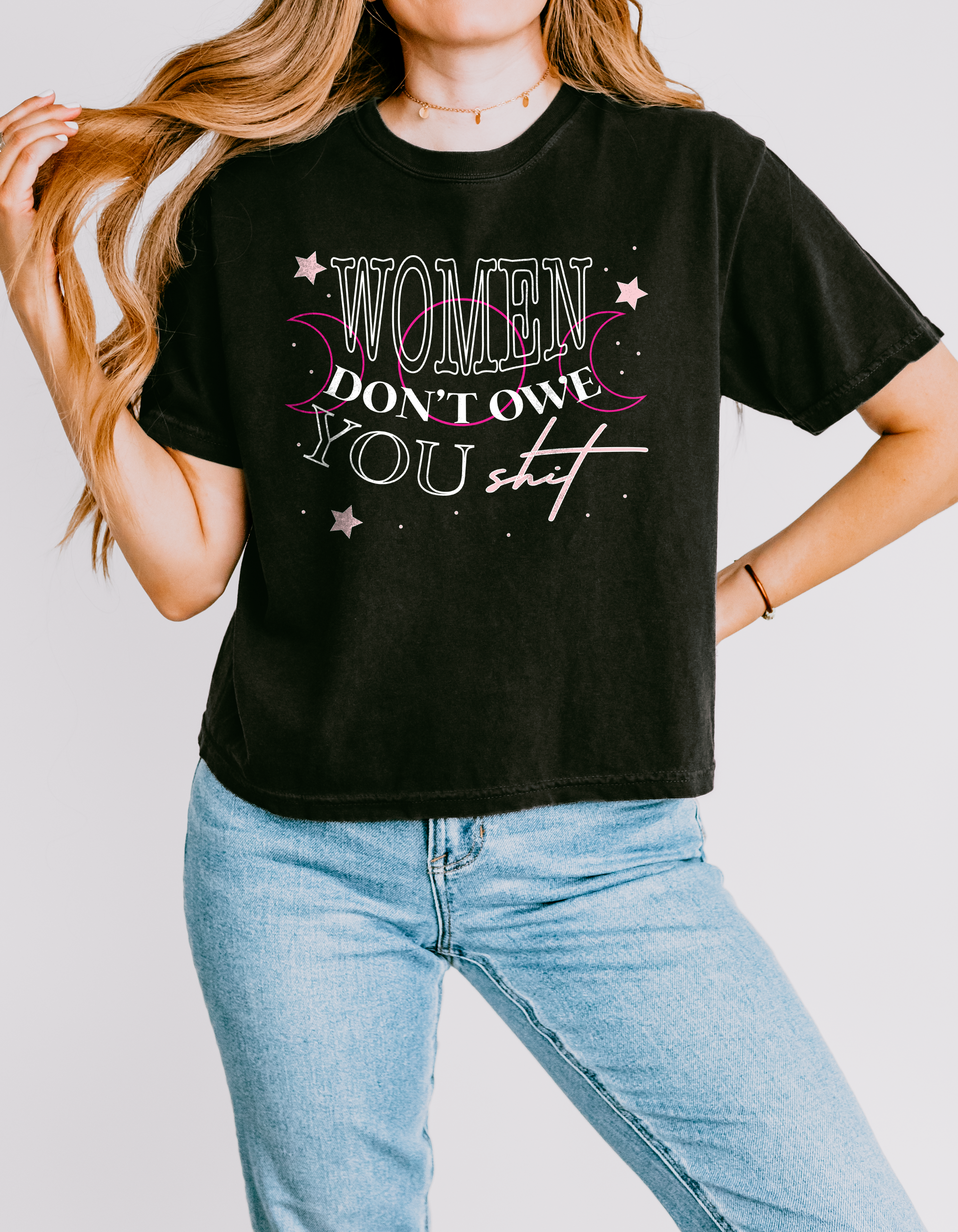 Women Don’t Owe You Shit Women’s Heavyweight Boxy Crop Tee