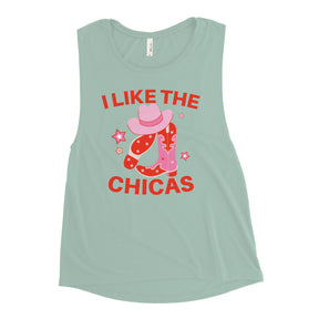 I Like The Chicas Lesbian Sapphic Pride Women's Muscle Tank