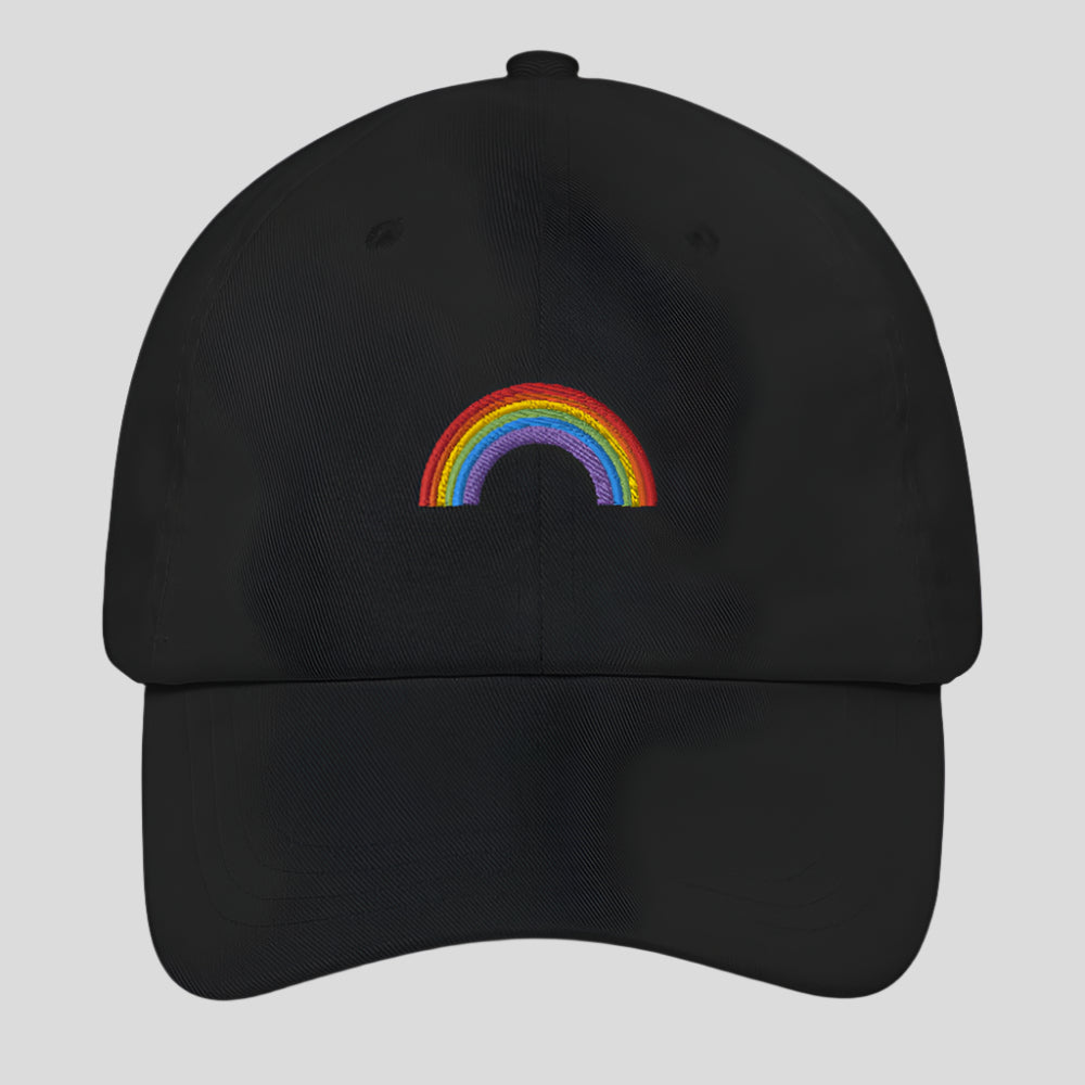Black hat with a small rainbow